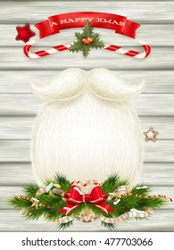 Santa s beard with Happy New Year decoration. EPS 10 vector file included