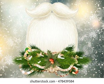Santa s beard, Merry Christmas and Happy New Year card design. EPS 10 vector file included