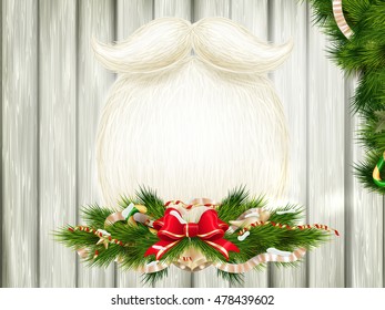 Santa s beard, Merry Christmas and Happy New Year card design. EPS 10 vector file included