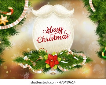 Santa s beard, Merry Christmas and Happy New Year card design. EPS 10 vector file included
