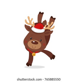 Santa s Reindeer Rudolph. Vector illustrations of Reindeer Rudolf Isolated on White Background.