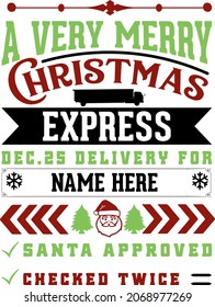 Santa sack Christmas express vector design. Christmas 2021 printable