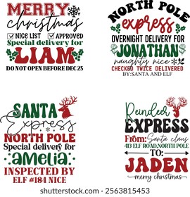 Santa Sack Design, Santa Sack Gift Bag Designs, Christmas Design Template