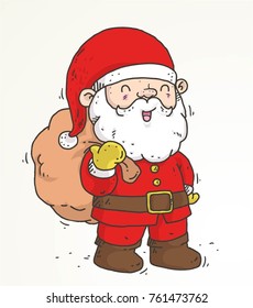 santa and the sack doodle color vector