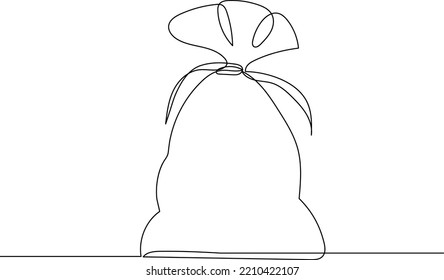 Santa Sack Drawing In One Continuous Line, Isolated Vector