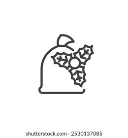 Icono de línea de Santa Sack. signo de estilo lineal para concepto móvil y Diseño web. Icono de Vector de contorno de saco de regalo de Navidad. Símbolo, ilustración del logotipo. Gráficos de Vector