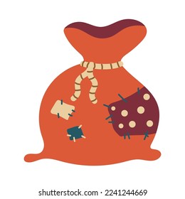 Santa sack vector cartoon illustration isolated on a white background.