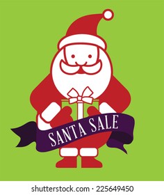 Santa Sale. Santa holding gift.