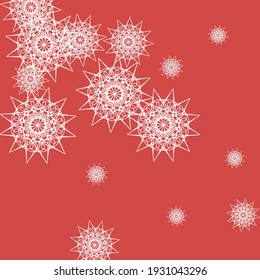 Santa Satanic Sharp Holiday Mandala Design Pic. Grey Black Ornamental Night Print Snow Pattern. Stars Christmas Winter Snowflakes New Year Sky Background. Dark Chaotic Color Calm Composition.