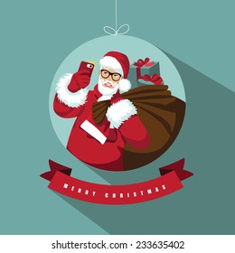 Santa selfie in ornament merry christmas design 