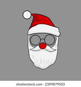 santa shaped mask design illustration suitable for Christmas theme, for sticker, template, decoration, face mask