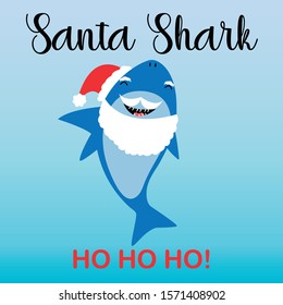 Santa Shark vector illustration with beard