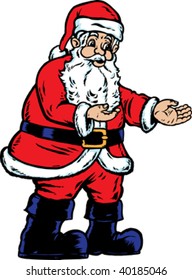 Santa showing or demonstrating.