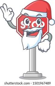 Santa sign stop isolated with the cartoon