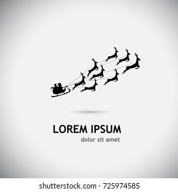 santa silhouette with deer. Vector