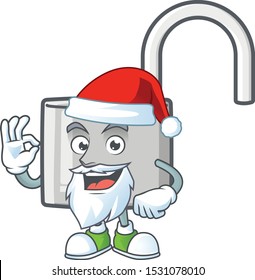 Santa silver unlock key on white background.