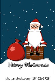 Santa sits on the chimney christmas card