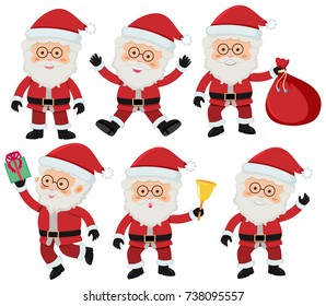 Santa in six actions illustration