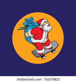 santa skateboard vector icon