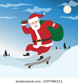 santa skateboard winter happy gift