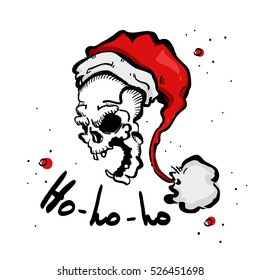 Santa Skull, Christmas vector, Ho-ho-ho