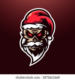Santa skull head mascot e sport logo