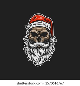 santa skull mascot vector illustration