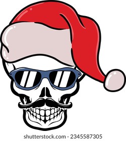 Santa skull vector mascot character