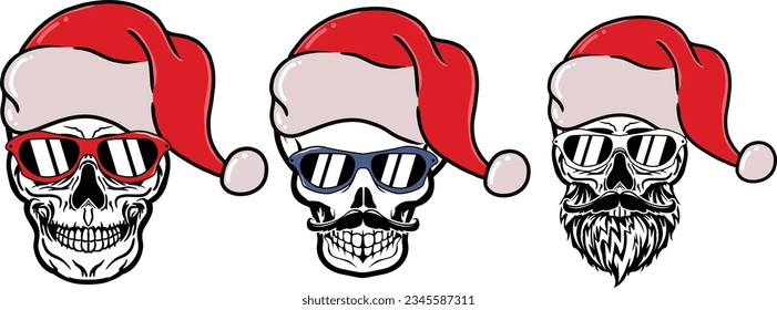 Santa skull vector mascot character