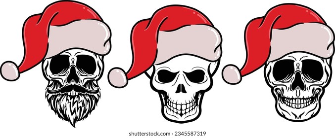 Santa skull vector mascot character