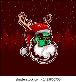 santa skull zombie mascot logo concept