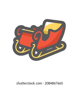Santa Sled Cart Vector icon Cartoon illustration.