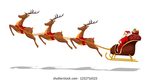 santa in sled with deers