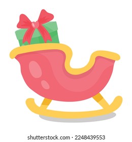 Santa sled flat sticker is ready for premium use 