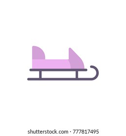 santa sled icon flat
