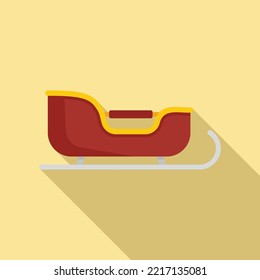 Santa sled icon flat vector. Christmas sleigh. Claus sledge