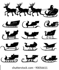 Santa sledge silhouette set