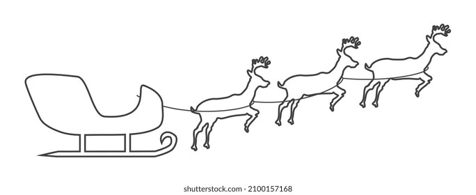Santa Sledge thin icon on white background