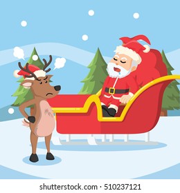 santa sleeping on his sleigh