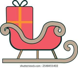 Santa sleigh Christmas celebration Decorated reindeer. vector illustration. Xmas vector.