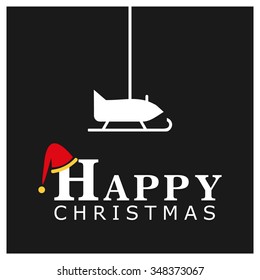 Santa sleigh Christmas decorative template Design, Christmas New Year Flat card illustration