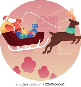 Santa Sleigh Christmas UI Flat Icon Vector EPS