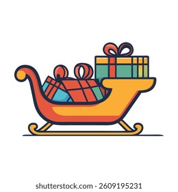 Santa Sleigh Filled with Christmas Gifts Illustration