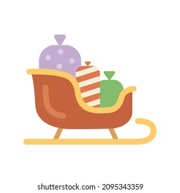 Santa sleigh flat icon. Christmas clipart. Cartoon illustration. Vector sign for mobile app and web sites. 
