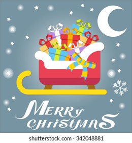 santa sleigh with gifts vector