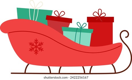 Santa Sleigh With Gifts Vector Illustration