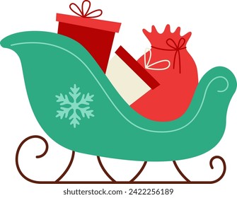 Santa Sleigh With Gifts Vector Illustration