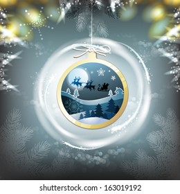 Santa sleigh in hanging ball shape 