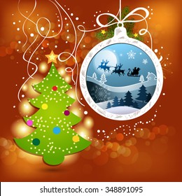Santa sleigh in hanging ball shape