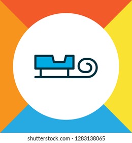 Santa sleigh icon colored line symbol. Premium quality isolated sled element in trendy style.